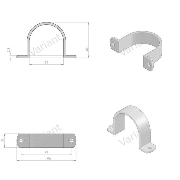 Mounting bracket - tube 2" - white - Central Vac