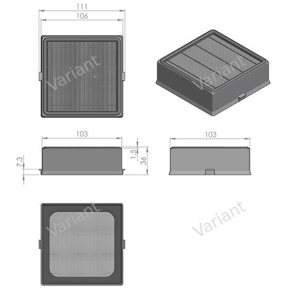 Filtre plissé plat - Nilfisk King - HEPA - boîte