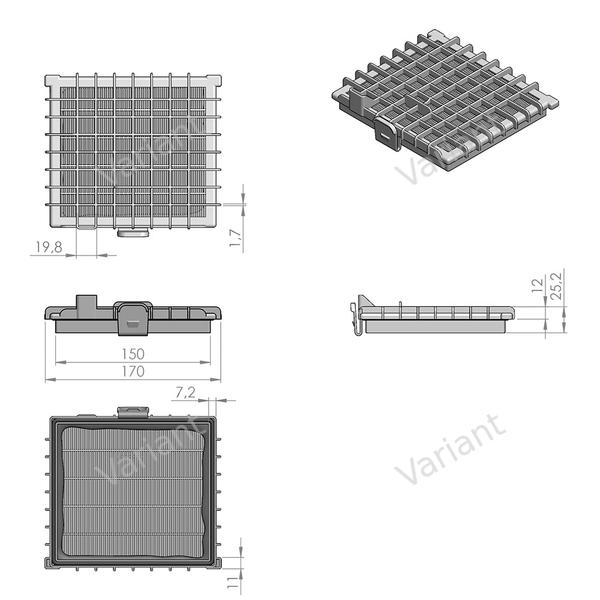 Filtre plissé plat - Rowenta Silence Force - poly-sac